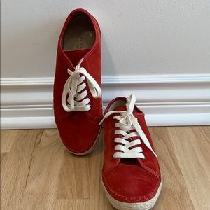 Rag and bone red suede tennis shoes